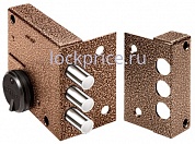 Картинка Замок накладной Elbor (Эльбор) Кремень 1.04.51.КМА, никель, сув., 3 риг., зап. коробка, медный антик /32383/